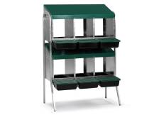 Obrázek k výrobku 125852 - Snáškové hnízdo pro slepice se sběrným košíkem na vejce GAUN 10146 šestimístné na nožičkách