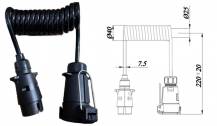 Obrázek k výrobku 119717 - Spirálová kabelová zástrčka/zásuvka 7pin 1,5m