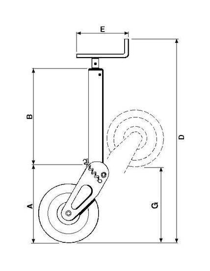 Specifikace - Teleskopické kolo sklopné 300 mm, 1000 kg