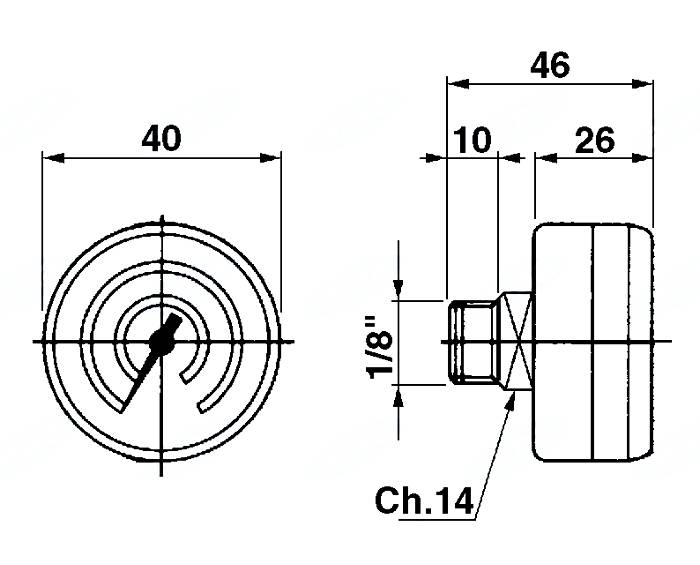 Obrázek k výrobku 24301 - Tlakoměr pro filtr hydrauliky