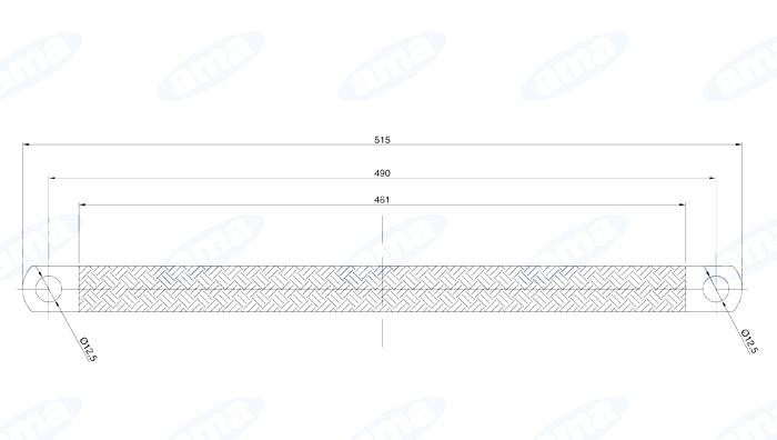 Obrázek k výrobku 27382 - Ukostřovací pásek 500 mm/50 mm²/díra 12,5/12,5 mm