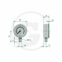 Obrázek k výrobku 33437 - WIKA Manometr 10 bar Ø63mm - 1/4"