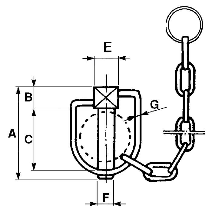 Obrázek k výrobku 20235 - zajišťovací kolík 10 mm s řetízkem