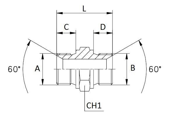 Specifikace - závitový adaptér BSP x BSP 1/2" / 16x1,5 / 38 mm